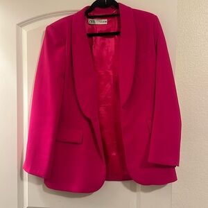 Hot pink Zara blazer - oversized look.
